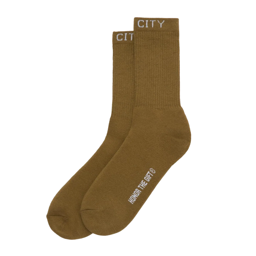 HONOR THE GIFT INNER CITY RIBBED SOCKS OLIVE - HTG230183