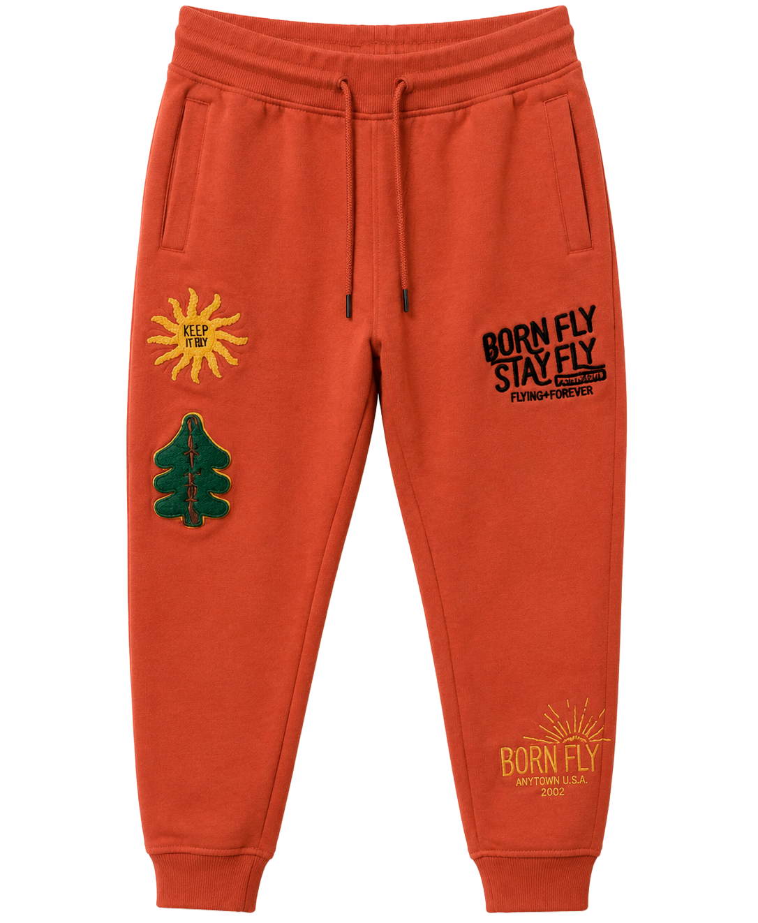 BORN FLY GRAPHIC JOGGER PANTS BURNT ORANGE - 2111B4241