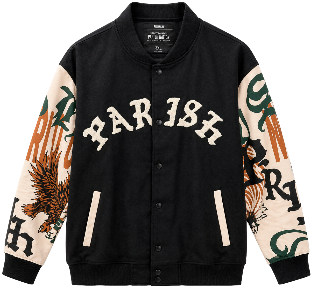 PARISH NATION VARSITY JACKET BLACK - N04O3000