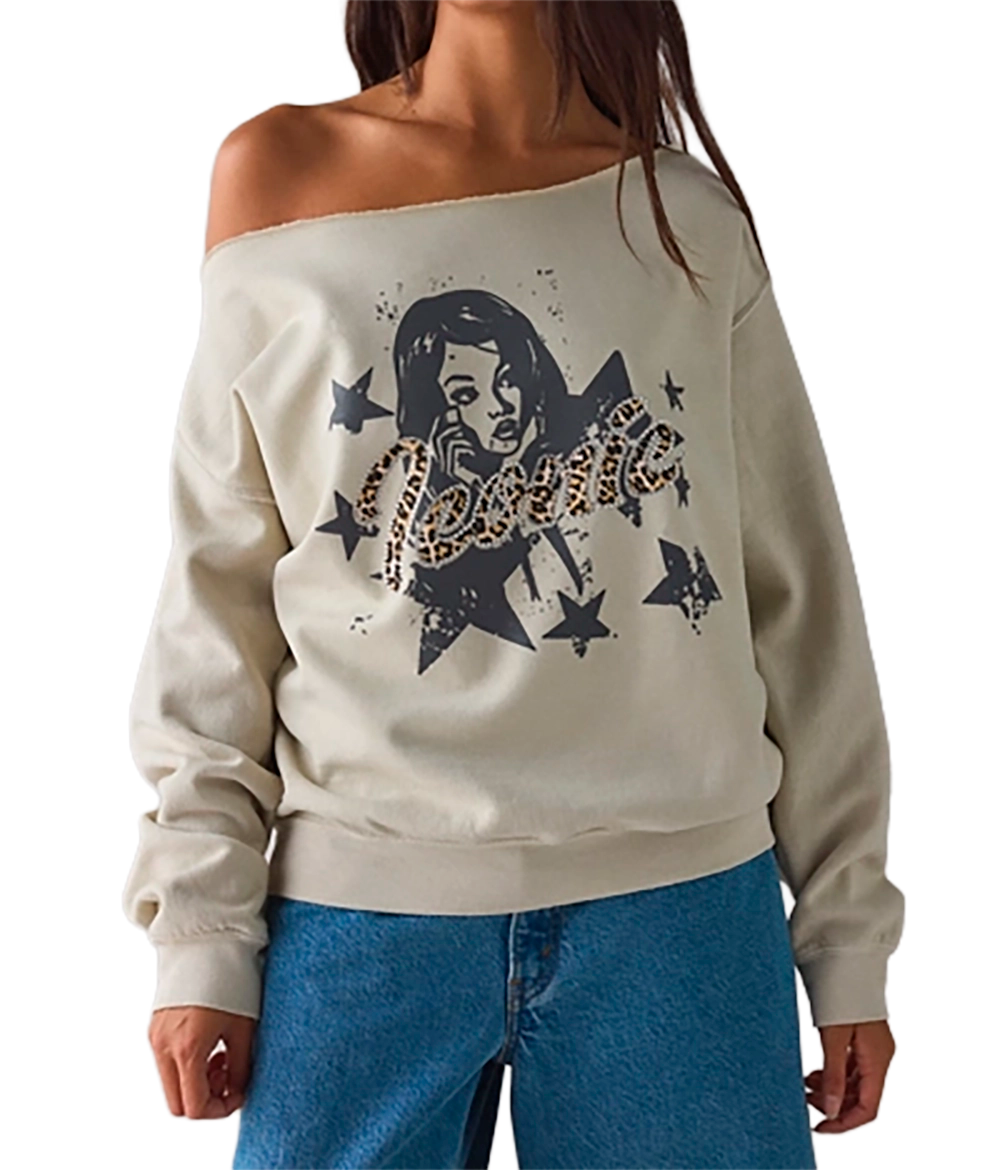 WOMEN'S URBAN OUTFITTERS CUT-OFF CREWNECK IVORY - URNOTCNA