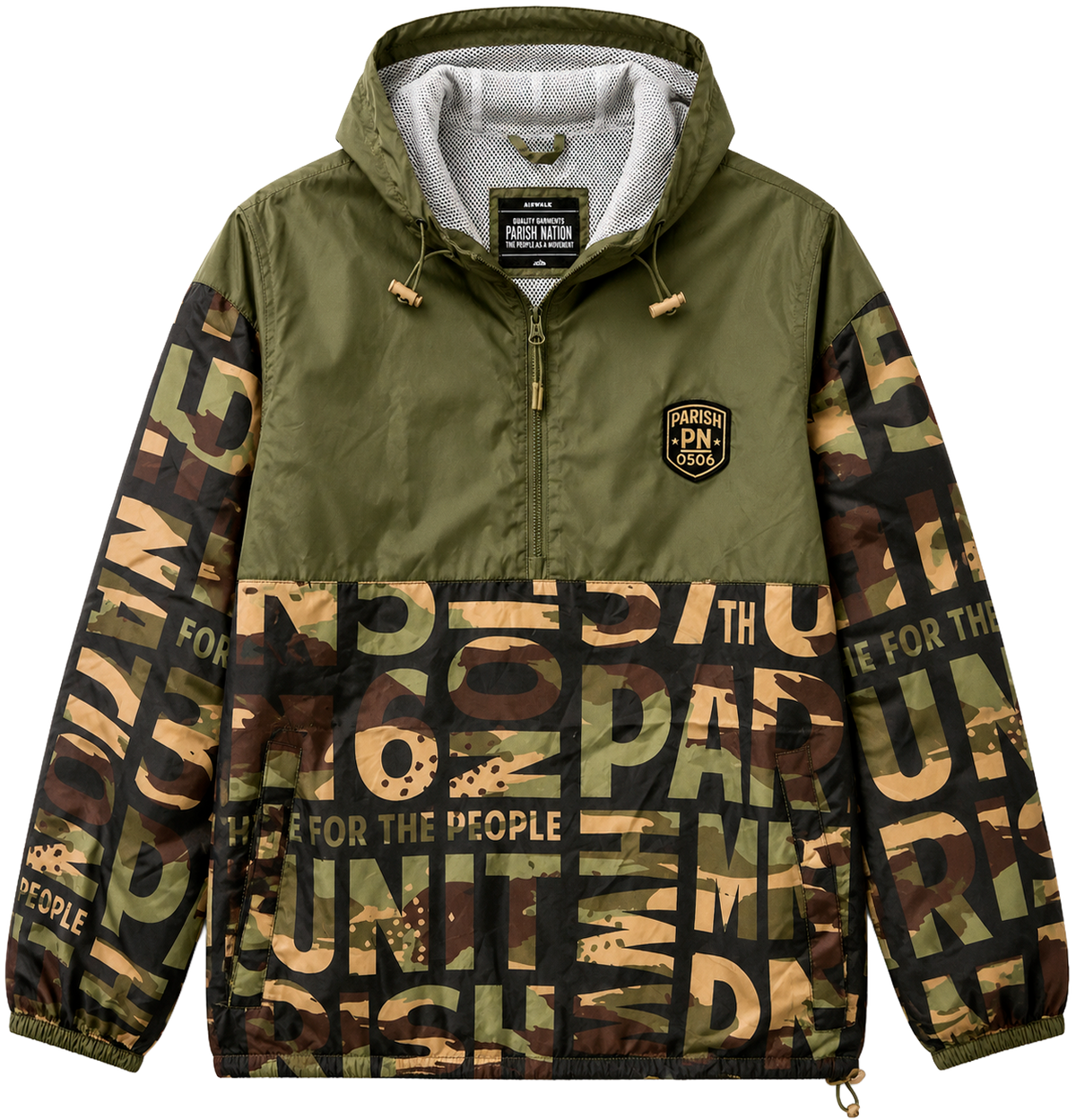 PARISH NATION WINDBREAKER ANORAK KHAKI - N07O1039