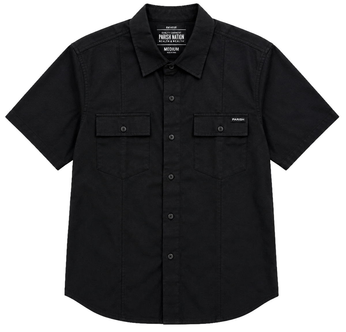 PARISH NATION S/S BUTTON-DOWN BLACK - N05W2600