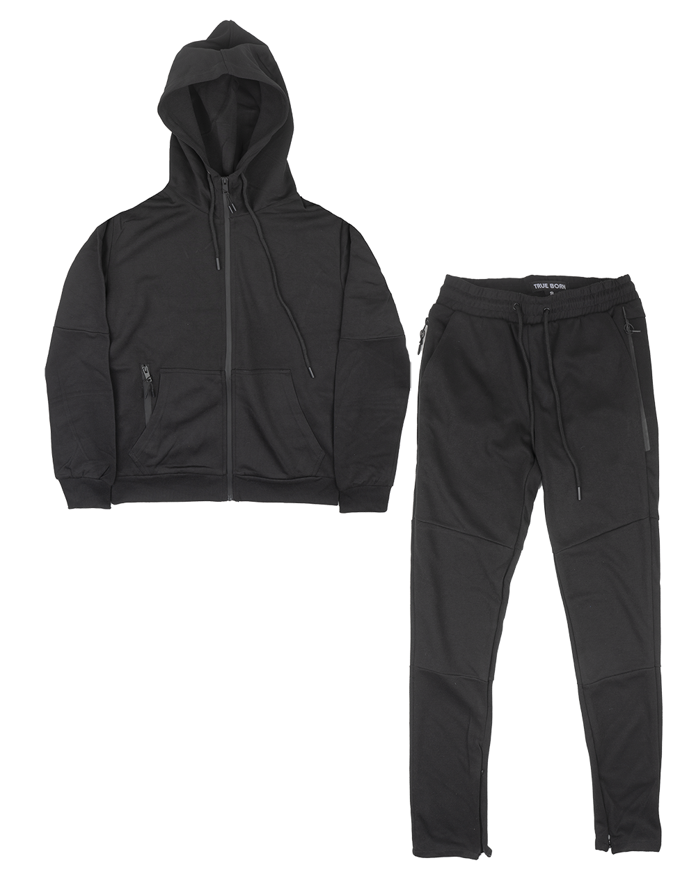 TRUE BORN TRACK JACKET & PANTS SET BLACK - TF404-TF401
