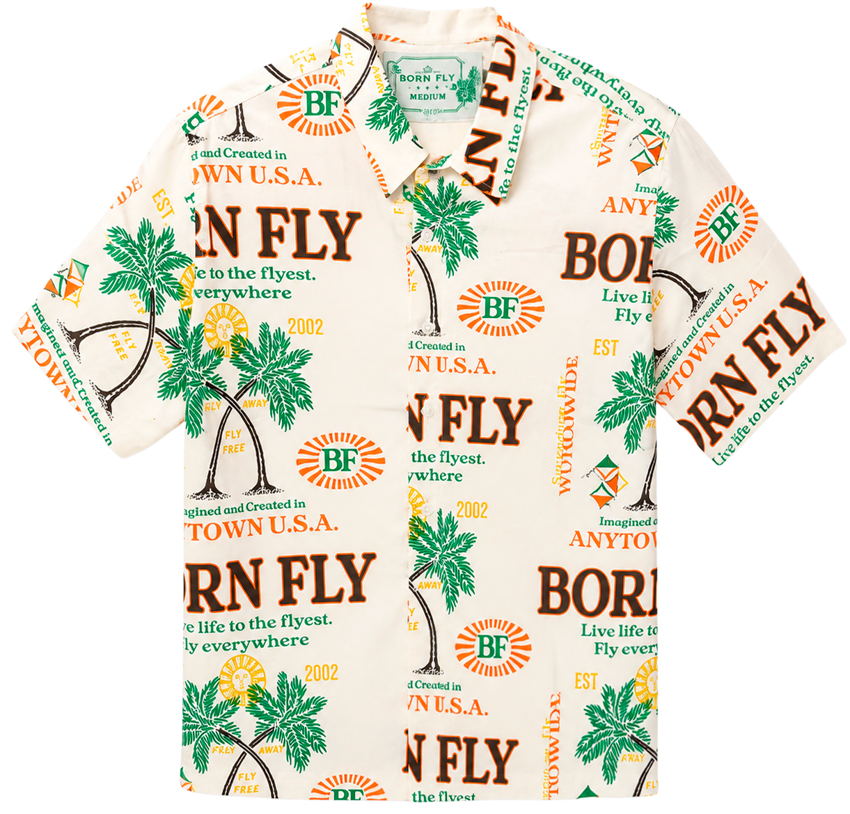 BORN FLY S/S BUTTON-DOWN SHIRT WHITE - B05W2991