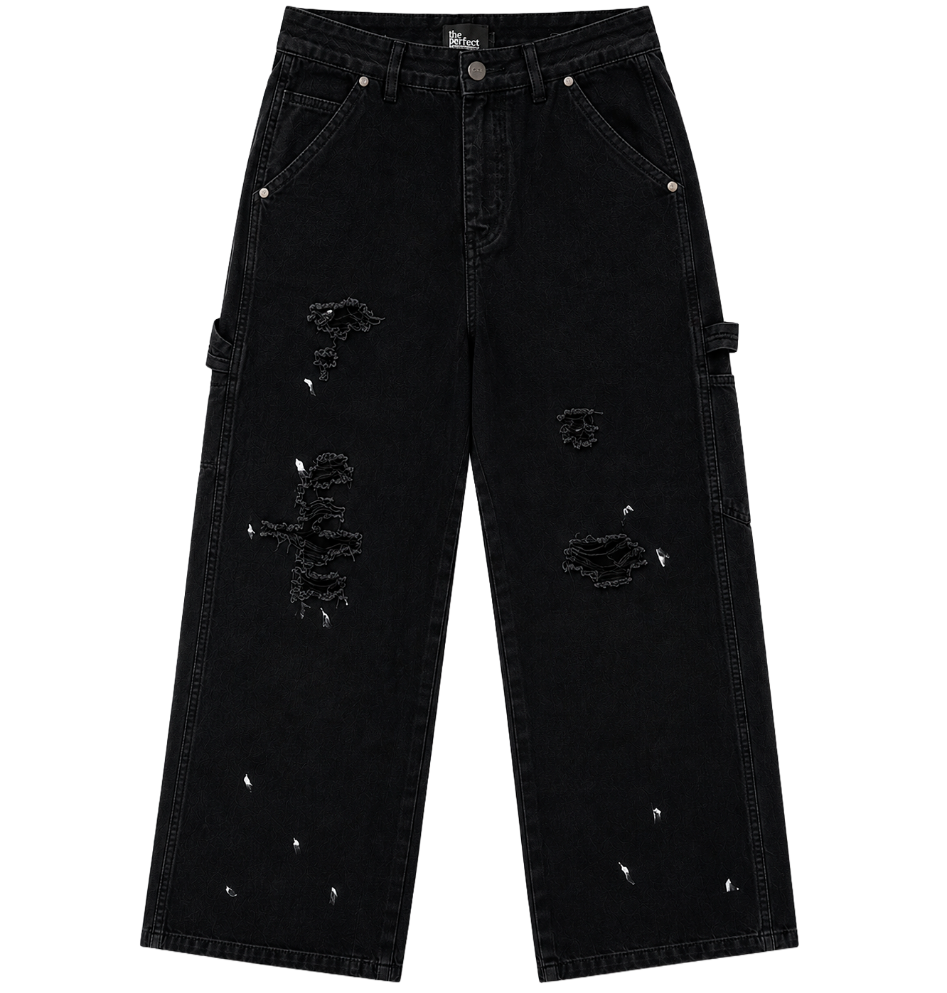 EPTM WIDE LEG DENIM CARGO PANTS BLACK - VINTAGE CARPENTER