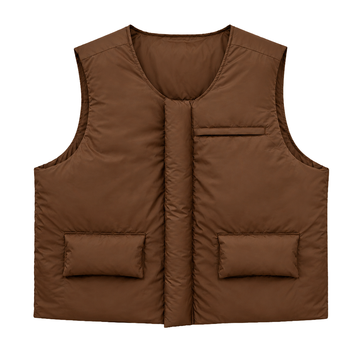 EPTM PUFF BOMBER CROP VEST BROWN - EP10765