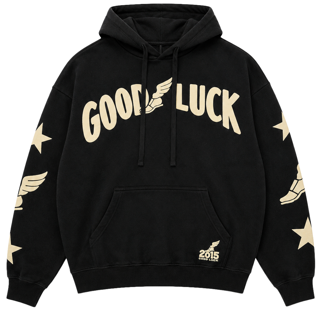 REBEL MINDS GOOD LUCK HOODIE BLACK - 152-323CVC