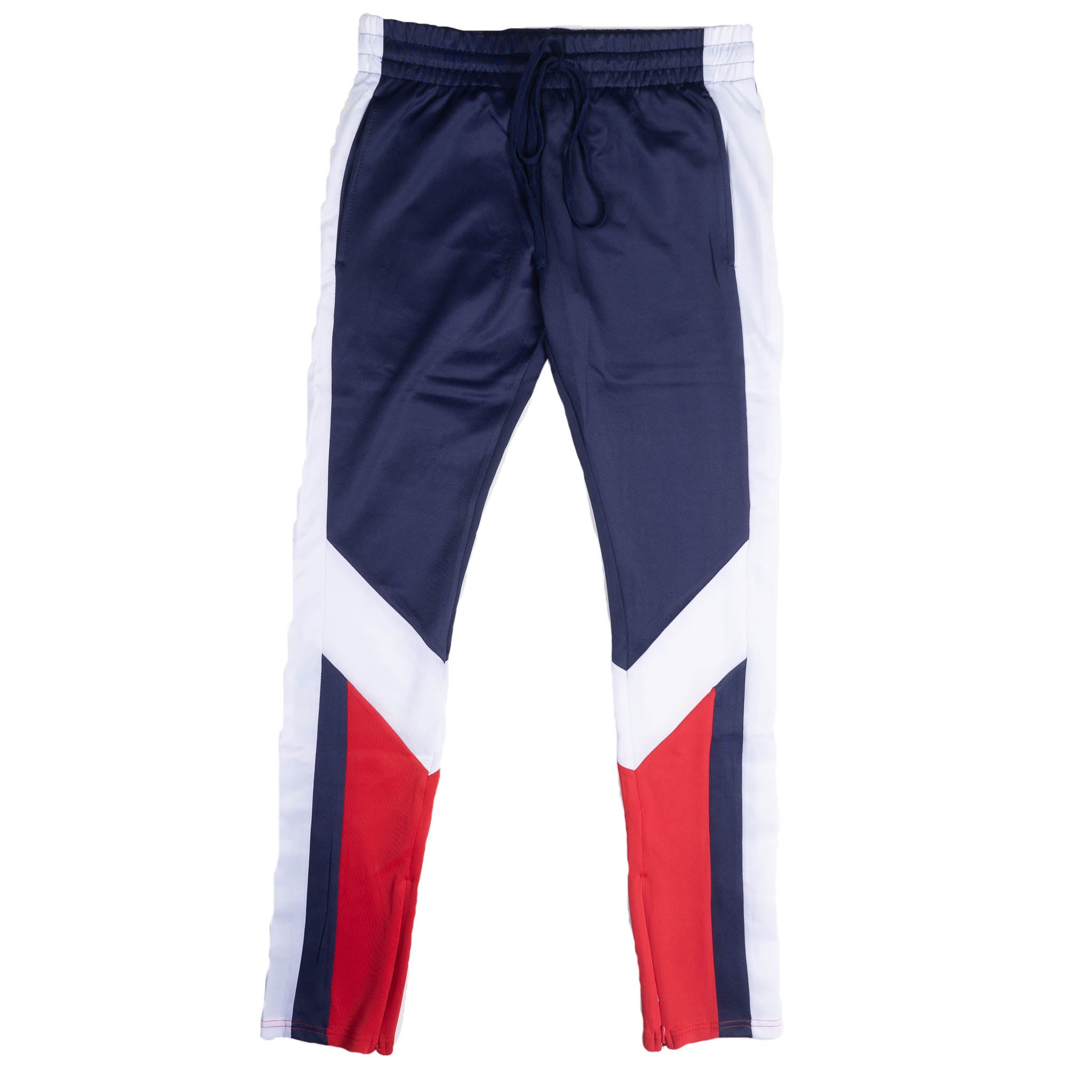 Red white and blue track pants on sale