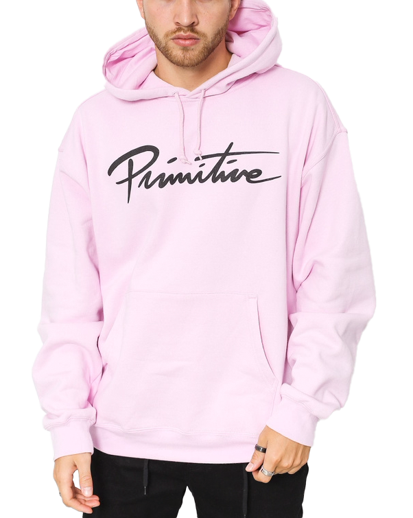 PRIMITIVE NUEVO HOODIE PINK - LOGO SCRIPT