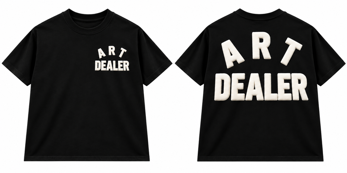 PREMIUM PUFF PRINT GRAPHIC T-SHIRT BLACK WASH - ART DEALER