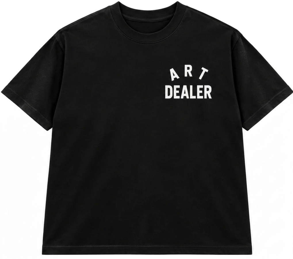 PREMIUM PUFF PRINT GRAPHIC T-SHIRT BLACK WASH - ART DEALER