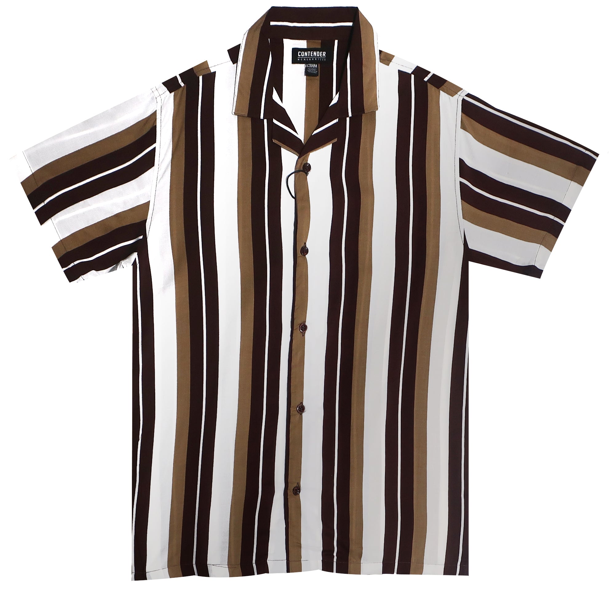 CONTENDER SHORT SLEEVE STRIPPED SHIRT - KHAKI
