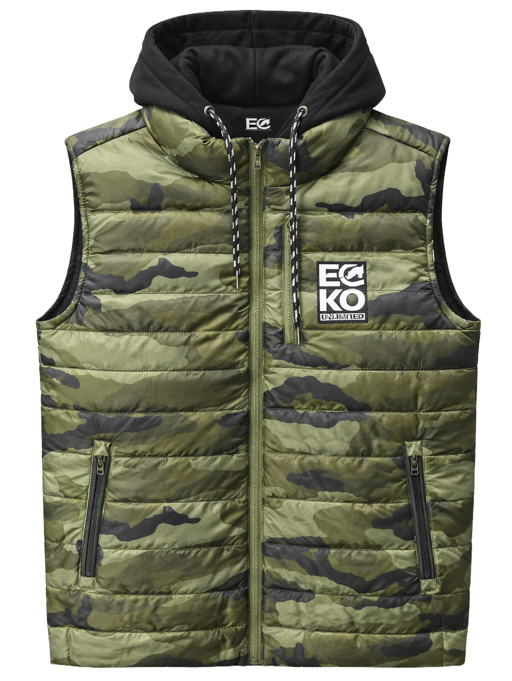 ECKO UNLTD ZIP HOODIE VEST COMBAT CAMO - EO32O390