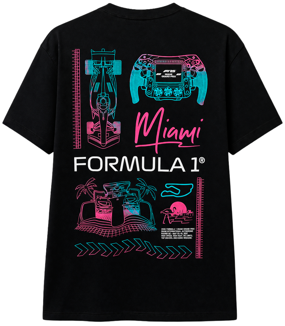 FORMULA 1 MIAMI T-SHIRT BLACK - STEERING - Steal Deal