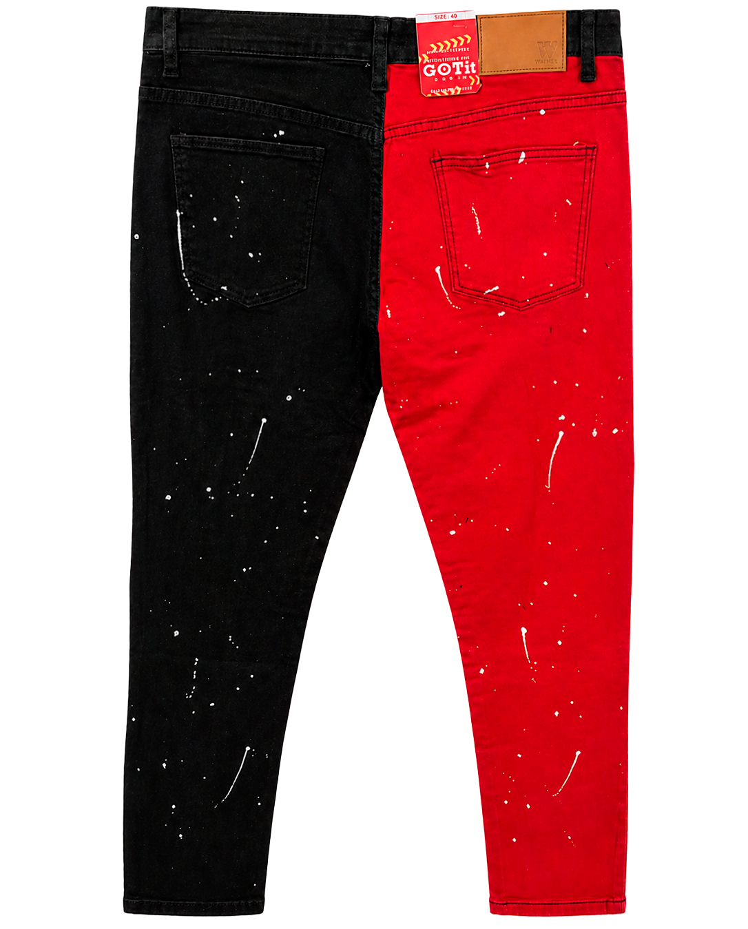 WAIMEA DISTRESSED DENIM JEANS BLACK RED - M5235TA
