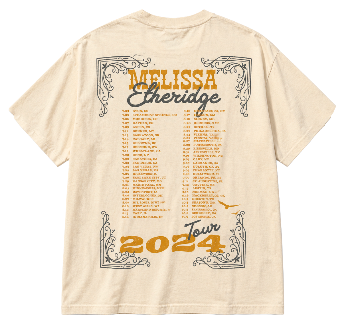 LICENSED MELISSA ETHERIDGE T-SHIRT CREAM - 2024 TOUR