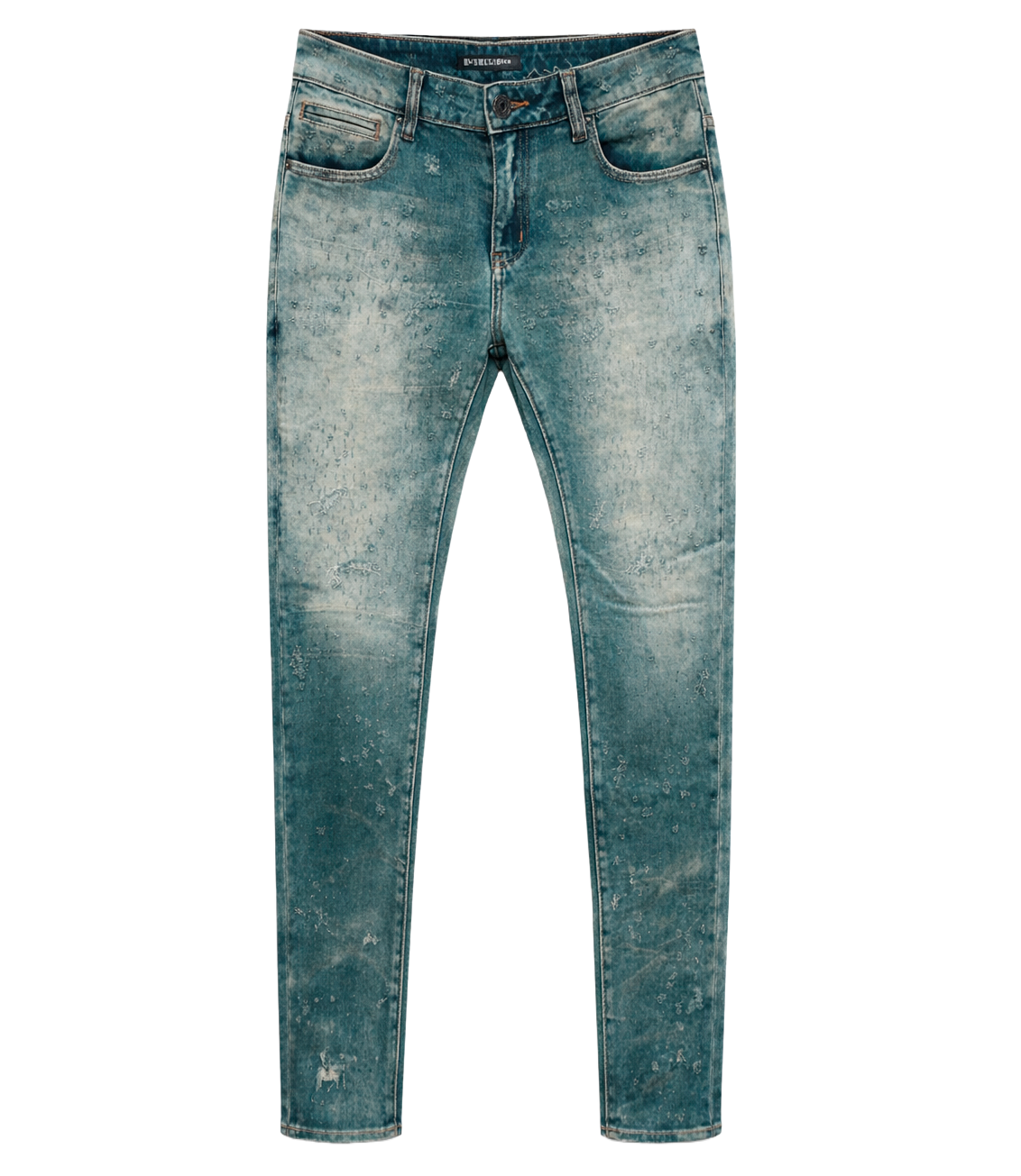 EMBELLISH DISTRESSED JEANS BLUE WASH - EMBHOL124-004