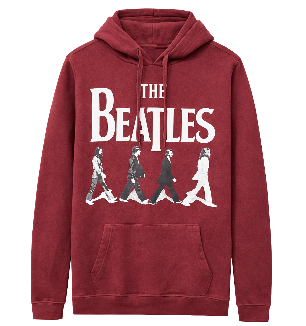 LICENSED MUSIC HOODIE SWEATSHIRT BURGUNDY - BEATLES / OP3179