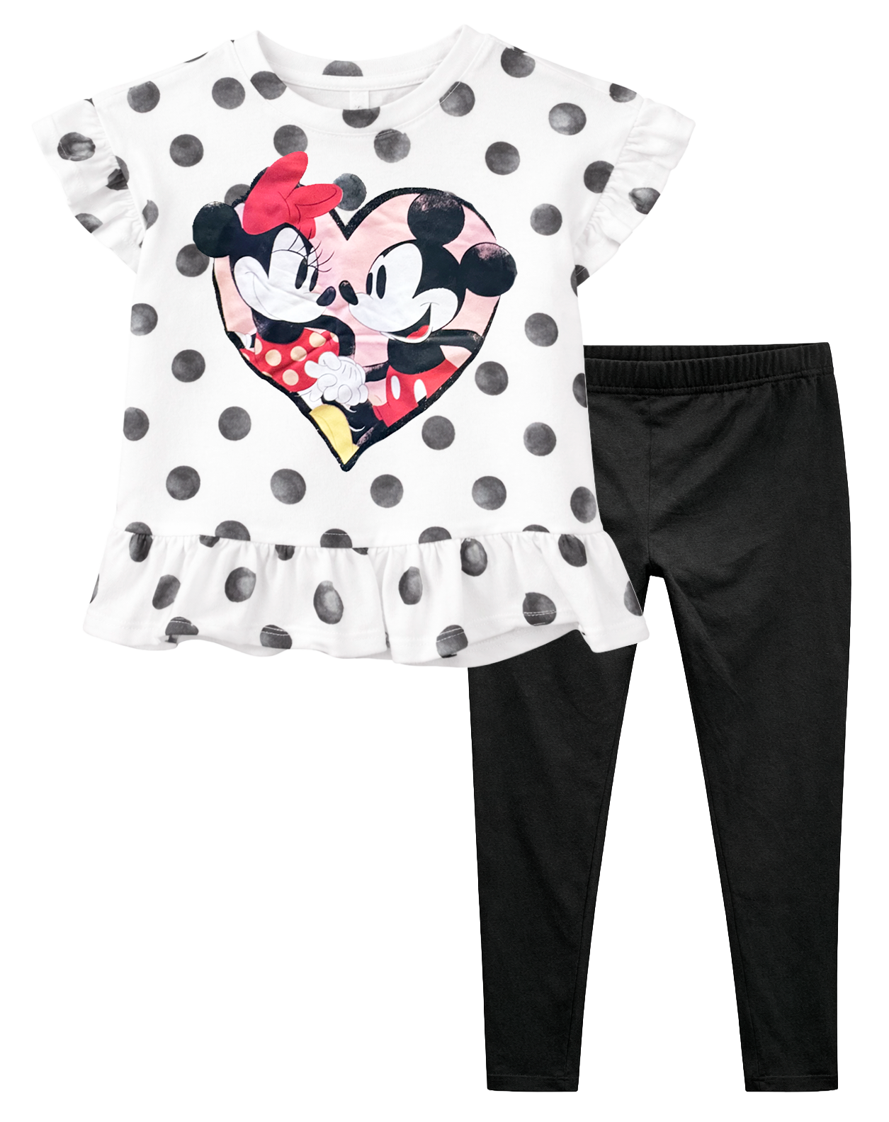 TODDLER GIRLS LICENSED DISNEY 2 PC SET WHITE/ BLACK - 117508 / OP3179