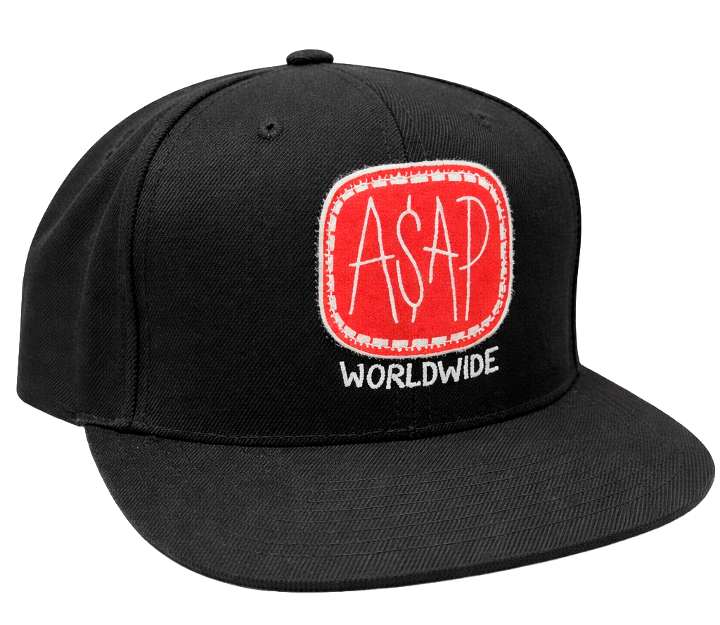 A$AP WORLDWIDE RED PATCH SNAPBACK HAT BLACK GREEN - A$AP