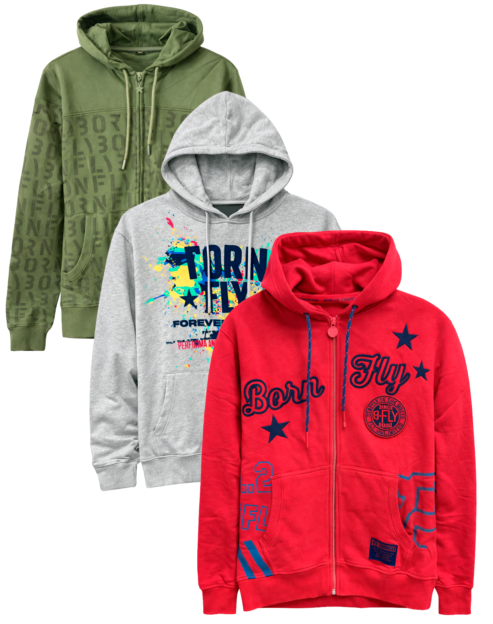 BORN FLY PREMIUM ASSORTED GRAPHIC HOODIES ASST - BFHDA