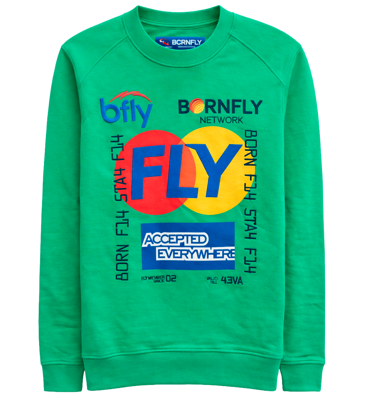 BORN FLY PREMIUM GRAPHIC CREWNECK GREEN - 2303C4613BT