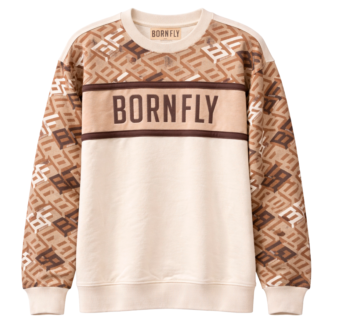 BORN FLY PREMIUM GRAPHIC CREWNECK CREAM - 2308C4790
