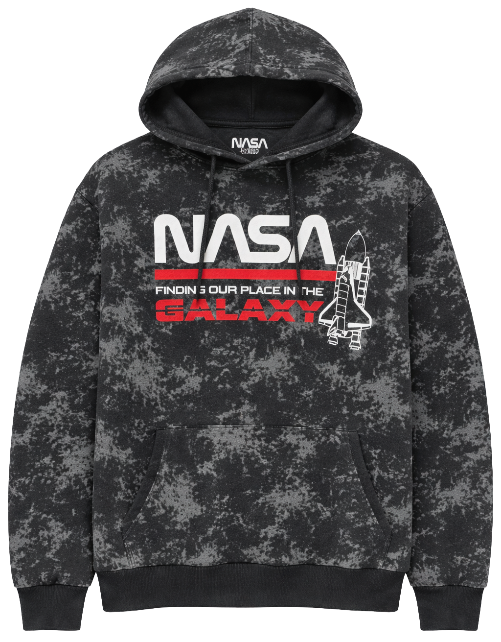 LICENSED NASA HOODIE SWEATSHIRT BLACK WASH - GALAXY / OP3179