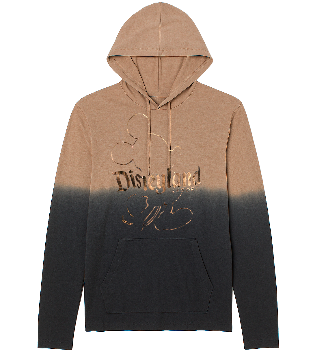 LICENSED DISNEYLAND L/S HOODIE SHIRT TAN/ CHARCOAL - MICKEY MOUSE