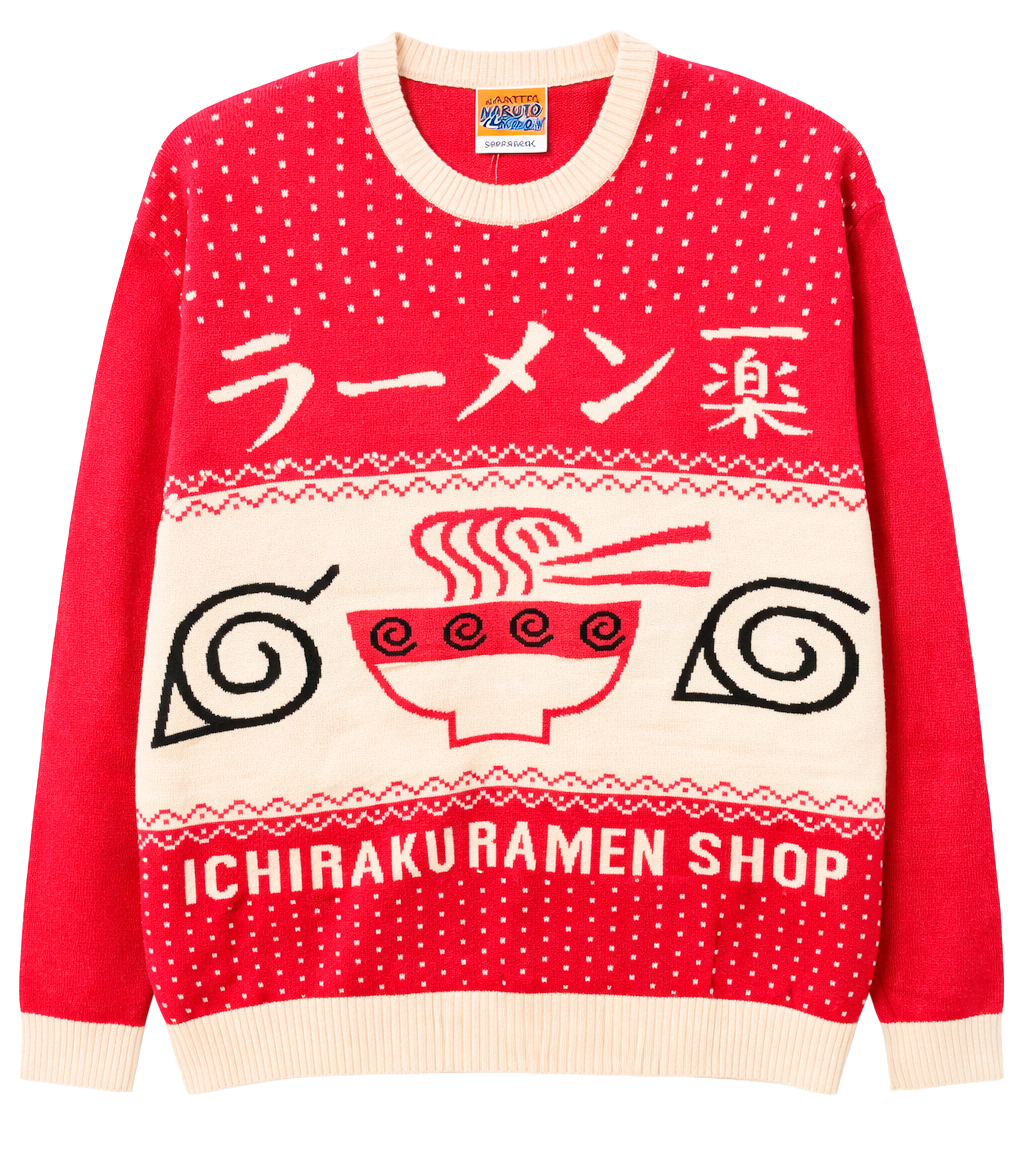 LICENSED NARUTO HOLIDAY KNIT SWEATER RED/CREAM - NSSM3981 - Steal Deal