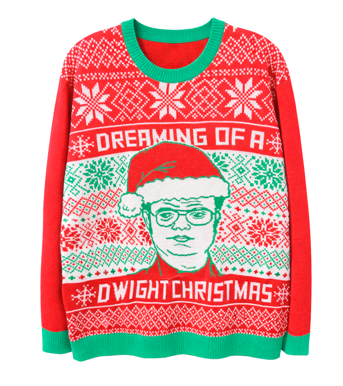 LICENSED THE OFFICE HOLIDAY KNIT SWEATER RED/GREEN - OESM3550TA - Steal Deal