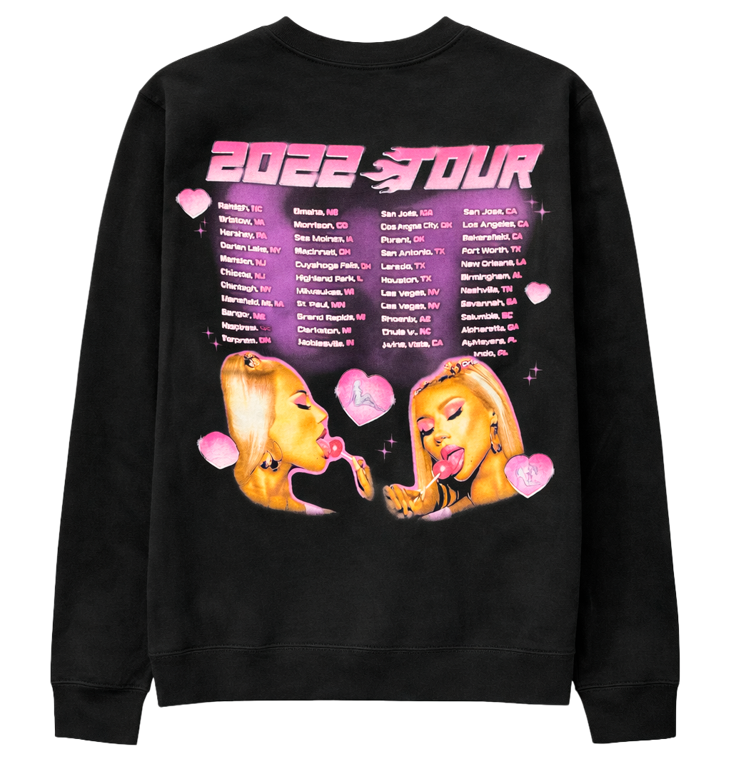 IGGY AZALEA ERA TOUR CREWNECK SWEATSHIRT BLACK - CSUN-IGGY-LOLLIPOP
