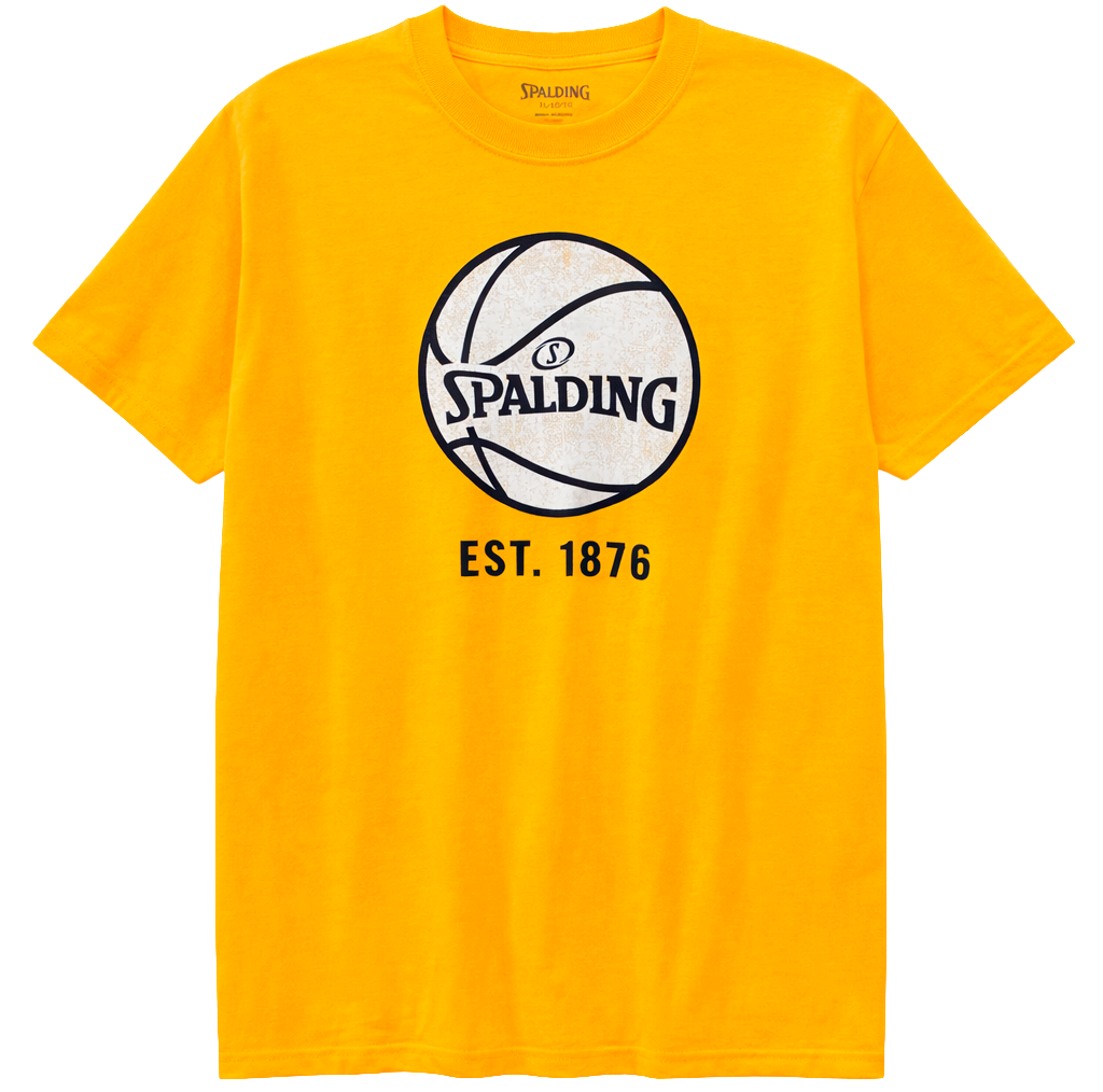 SPALDING BASKETBALL T-SHIRT YELLOW - BALL LOGO