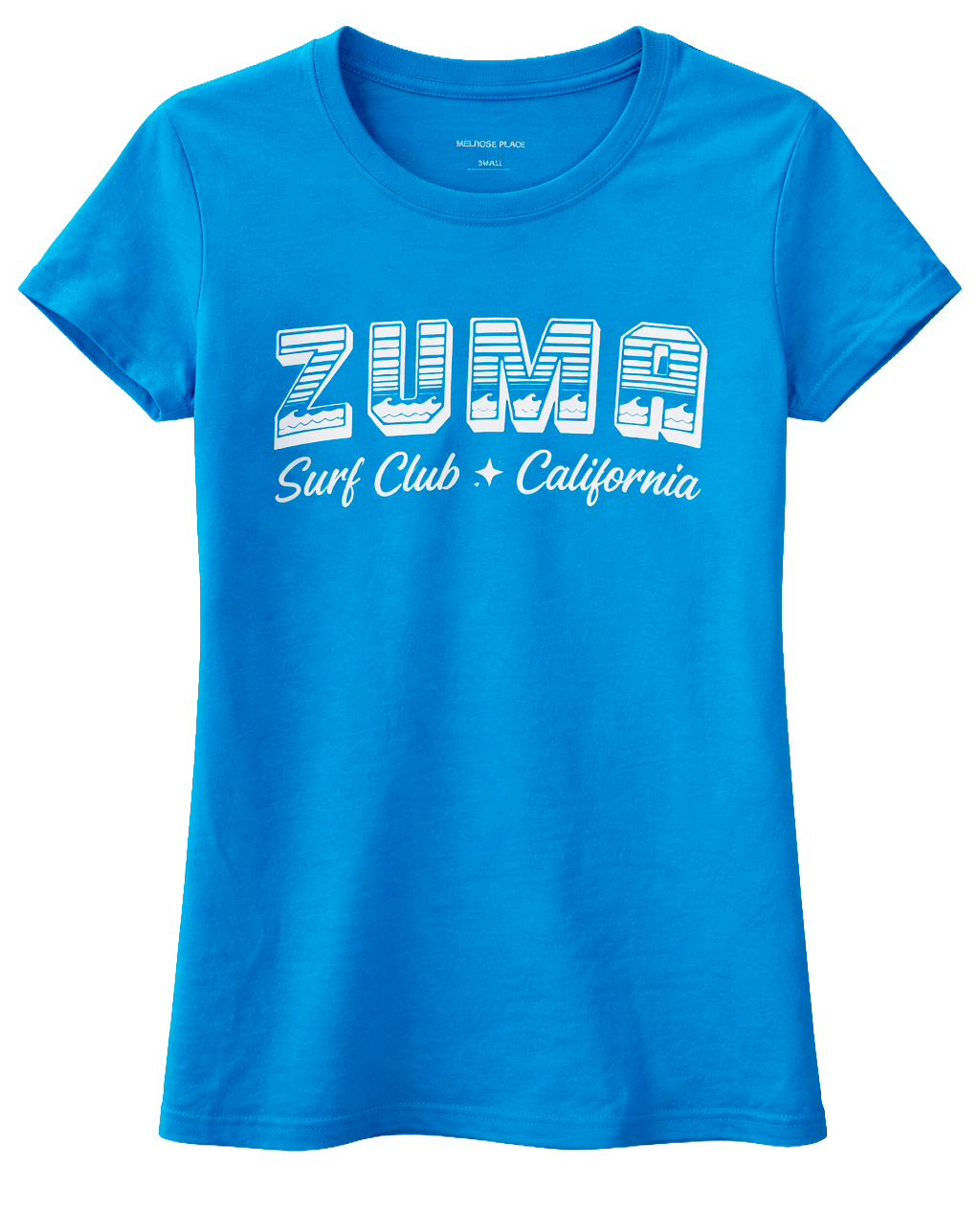 WOMENS MELROSE PLACE GRAPHIC T-SHIRT BLUE - ZUMA SURF