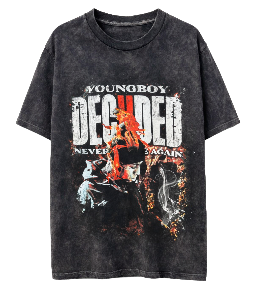 NEVER BROKE AGAIN GRAPHIC T-SHIRT BLACK WASH - YB014