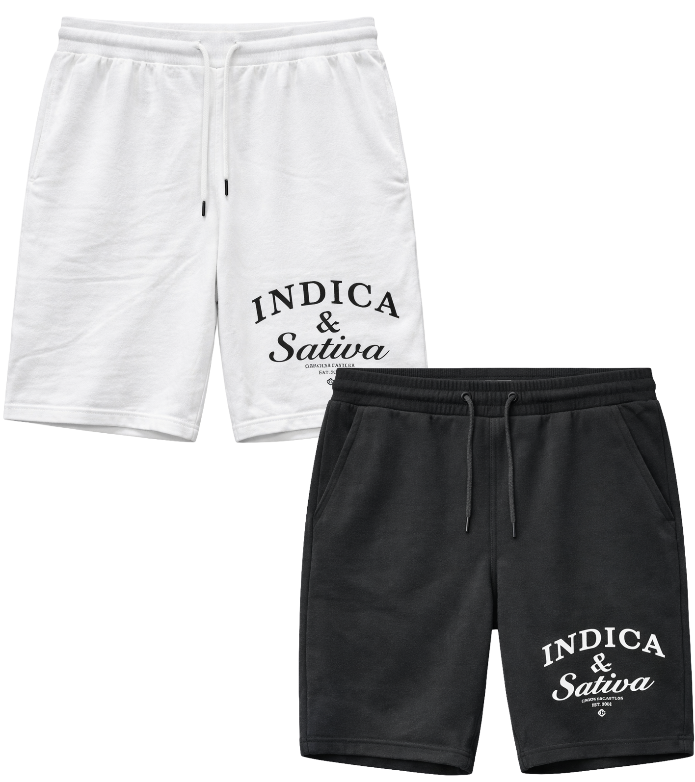 CROOKS & CASTLES ASSORTED DIRTY PRINT SWEATSHORTS BLK/WHT - INDICA & SATIVA