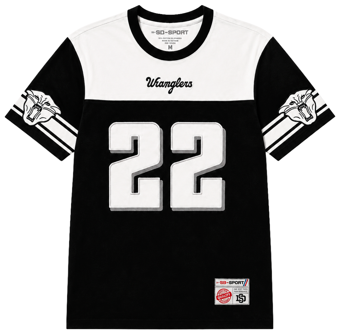 SD SPORT ATHLETIC JERSEY T-SHIRT WHITE/BLACK - SM4109BK
