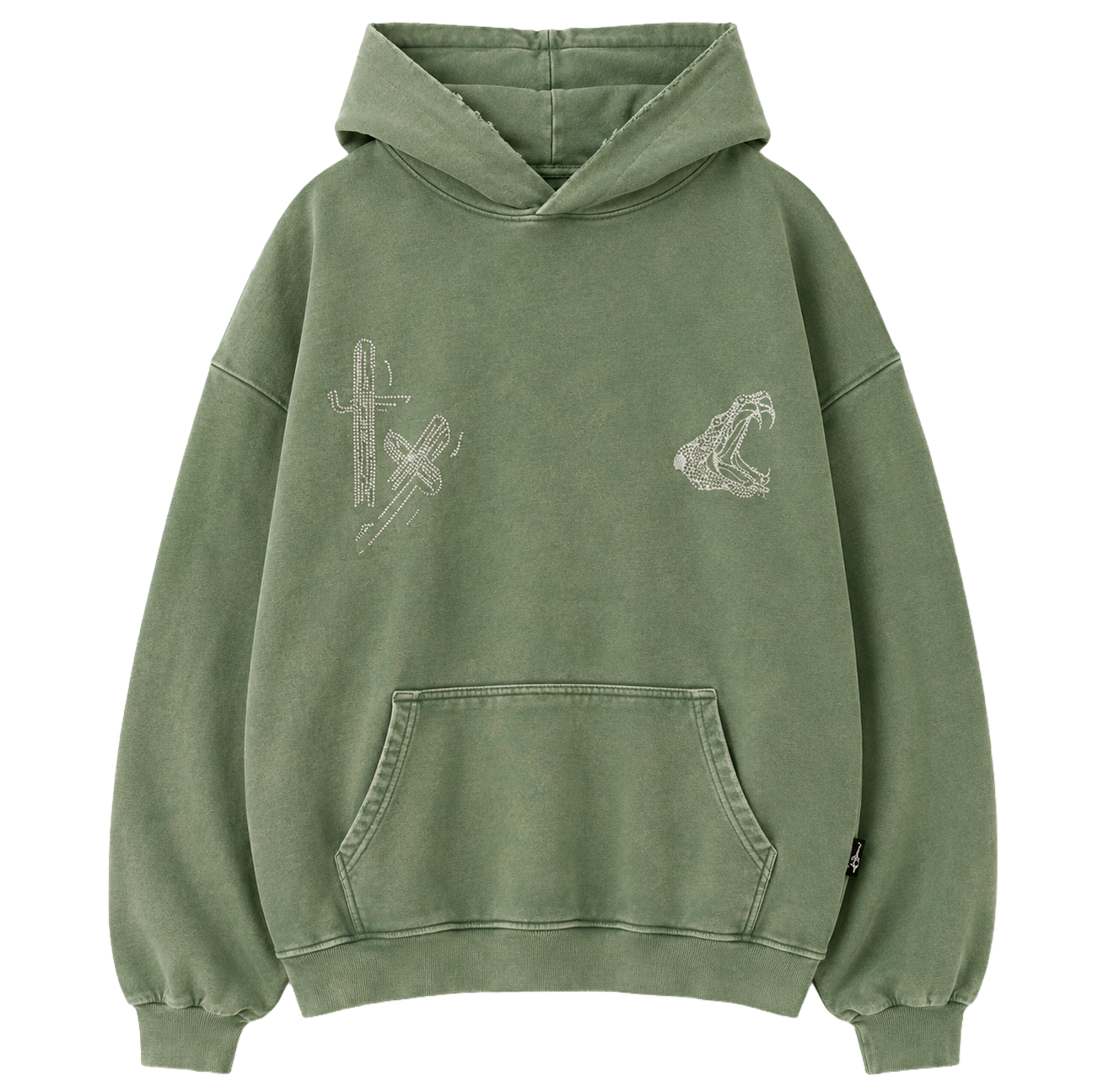 LA FAMILIA WASHED HOODIE GREEN MULTI - LFFA25HD017