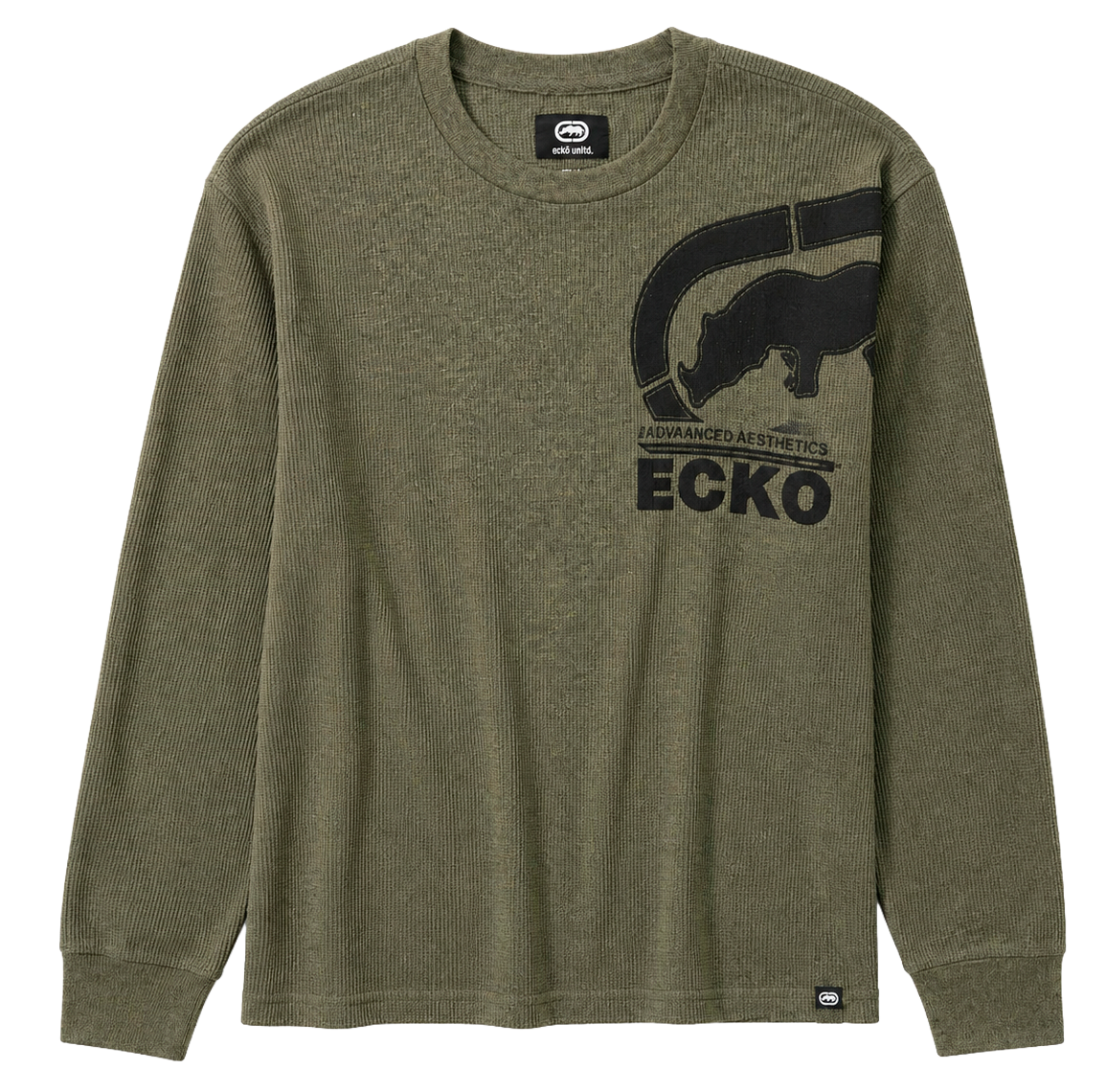 ECKO UNLTD L/S THERMAL SHIRT OLIVE MARLED - EO34L396