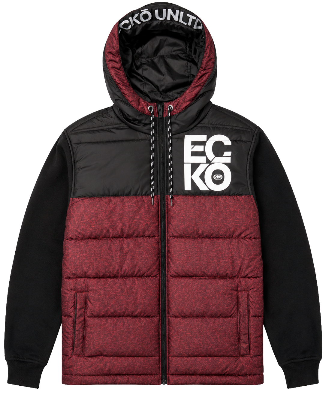 ECKO UNLTD HYBRID PUFF JACKET RED MARLED/ BLACK - EO34O482