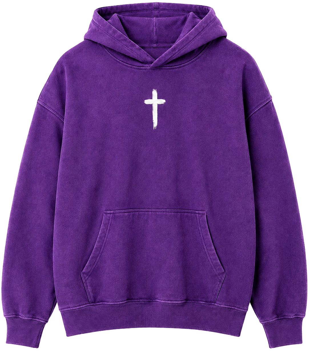 MEN'S GRAPHIC HOODIE WASHED PURPLE - JESUS LOVES YOU