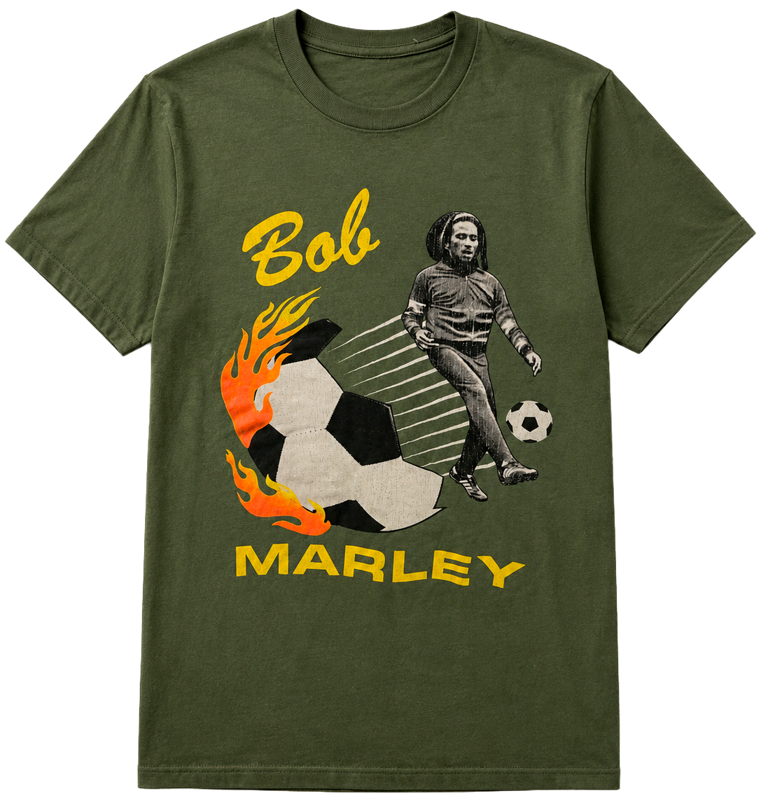 LICENSED BOB MARLEY T-SHIRT MILITARY GREEN - ZRBM0657