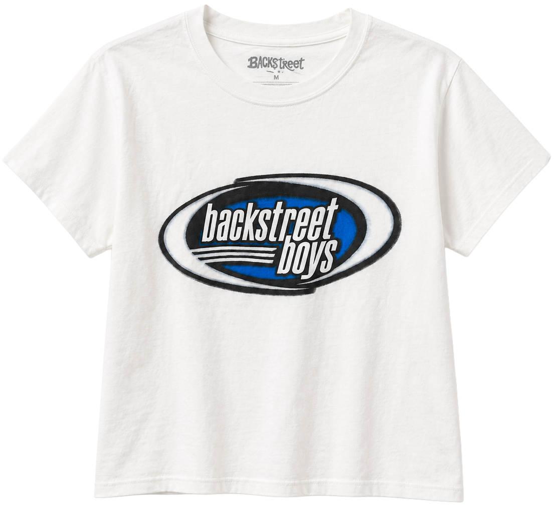 WOMENS LICENSED MUSIC CROP T-SHIRT WHITE - BACKSTREET BOYS