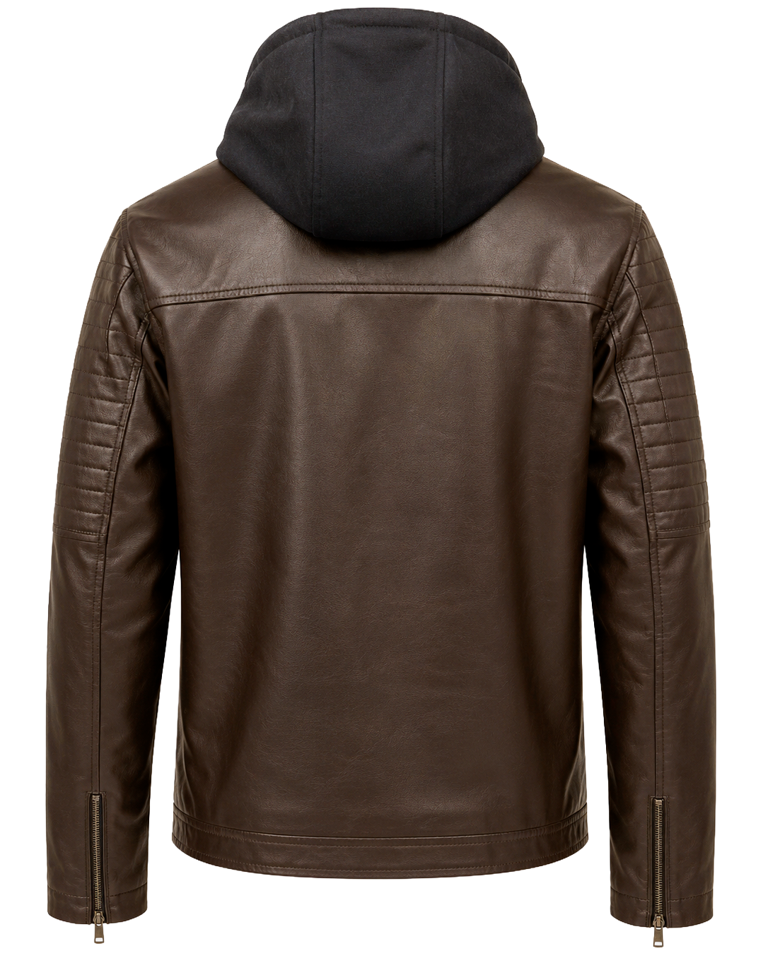 XUEHANHU LEATHER HOODED JACKET COFFEE - O21