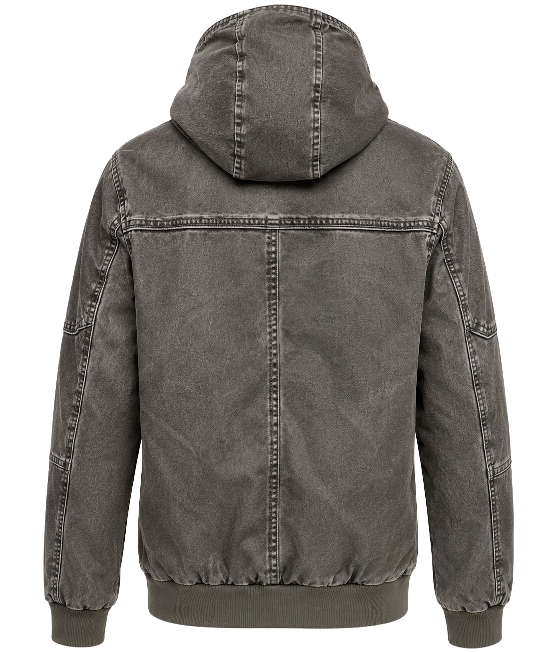 XUEHANHU LEATHER HOODED JACKET GREY - AZ08