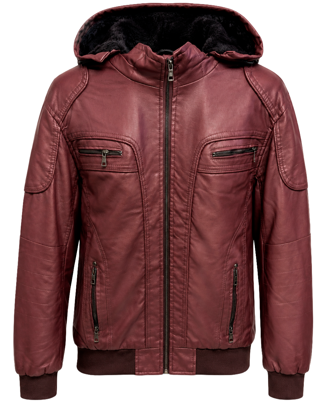 XUEHANHU LEATHER HOODED JACKET MARRON - AZ08