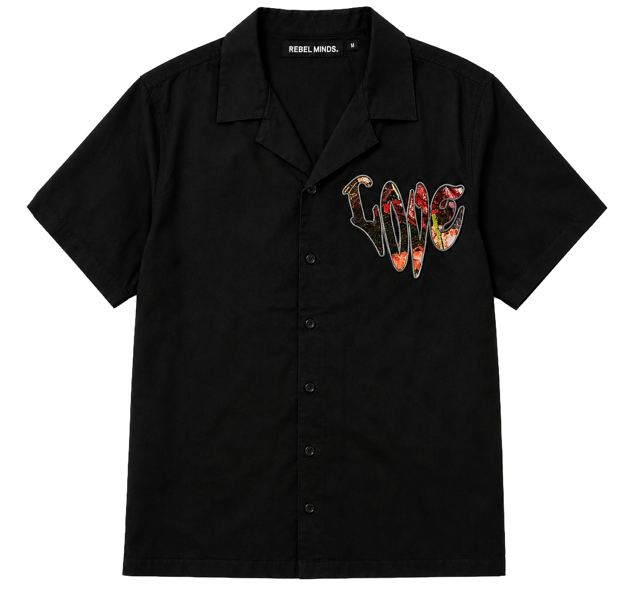 REBEL MINDS S/S BUTTON-DOWN SHIRT BLACK - 151-732