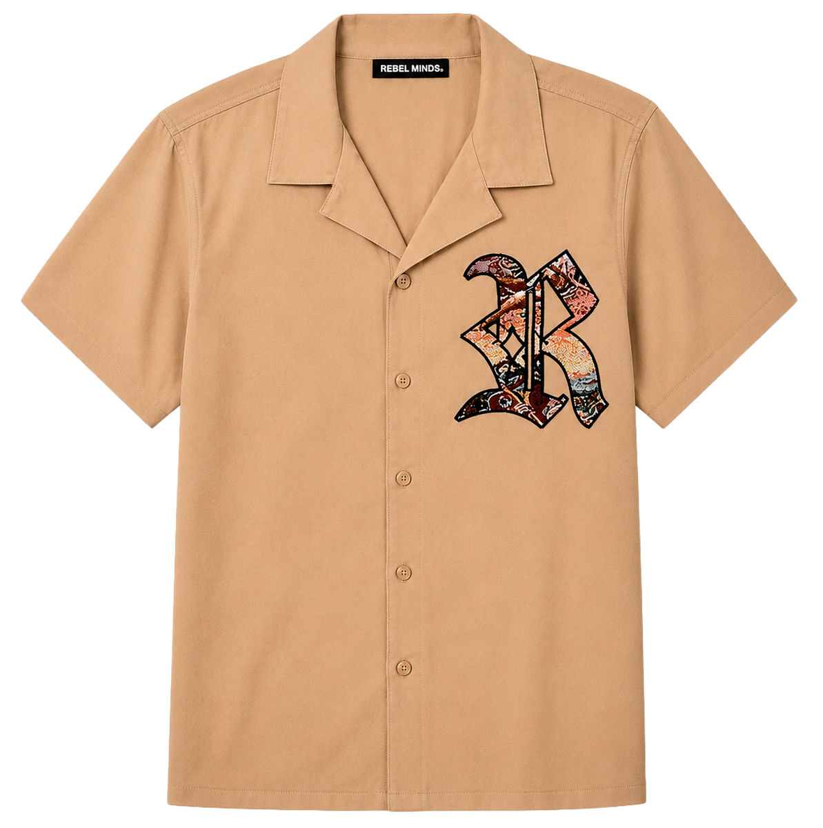 REBEL MINDS S/S BUTTON-DOWN SHIRT BEIGE - 151-731