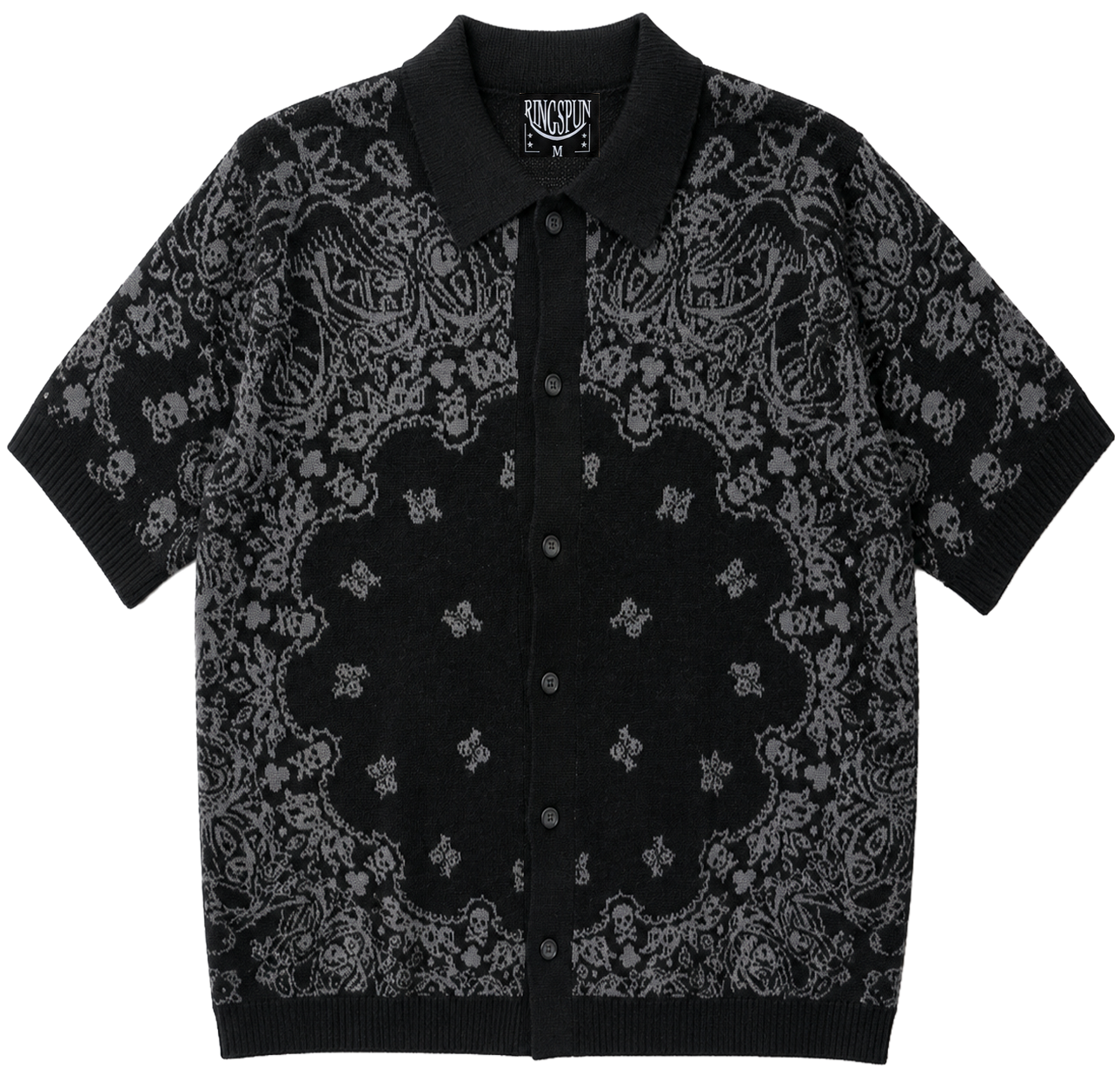 RINGSPUN S/S KNIT B/D POLO SHIRT BLACK - 351-123
