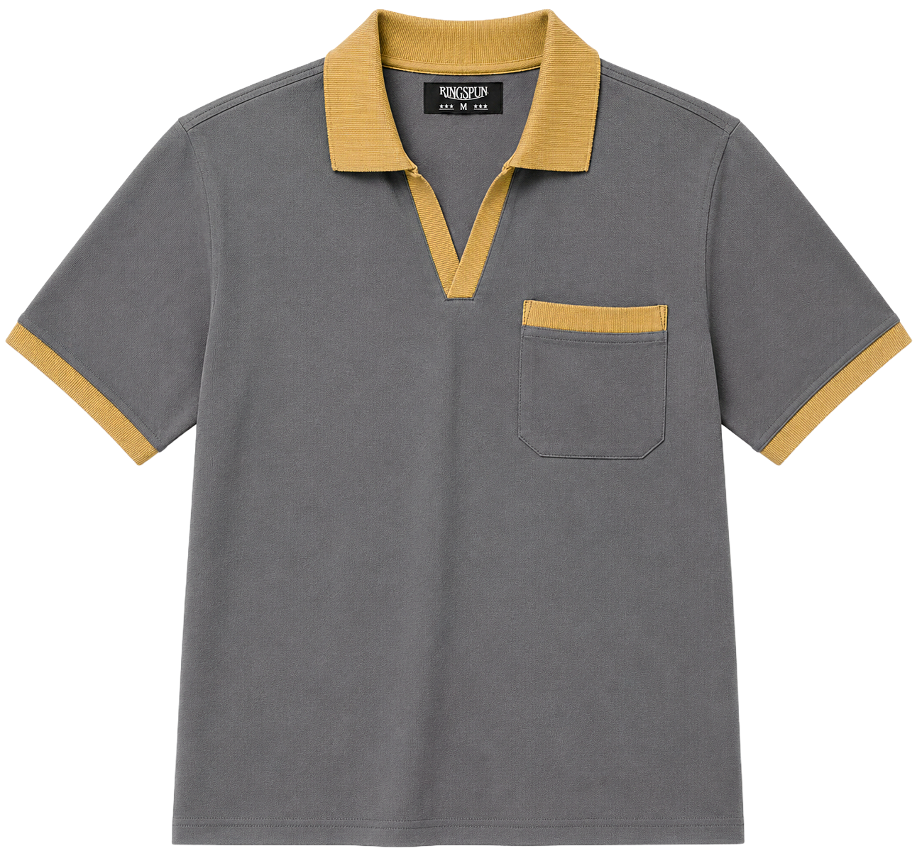 RINGSPUN S/S KNIT POLO SHIRT GREY - 341-111